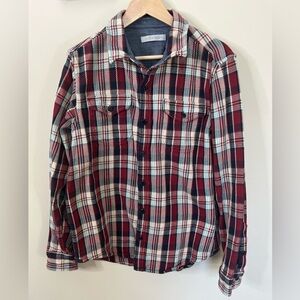 Outerknown Blanket Shirt Long Sleeve Button Up Plaid Size Medium *Button Flaws